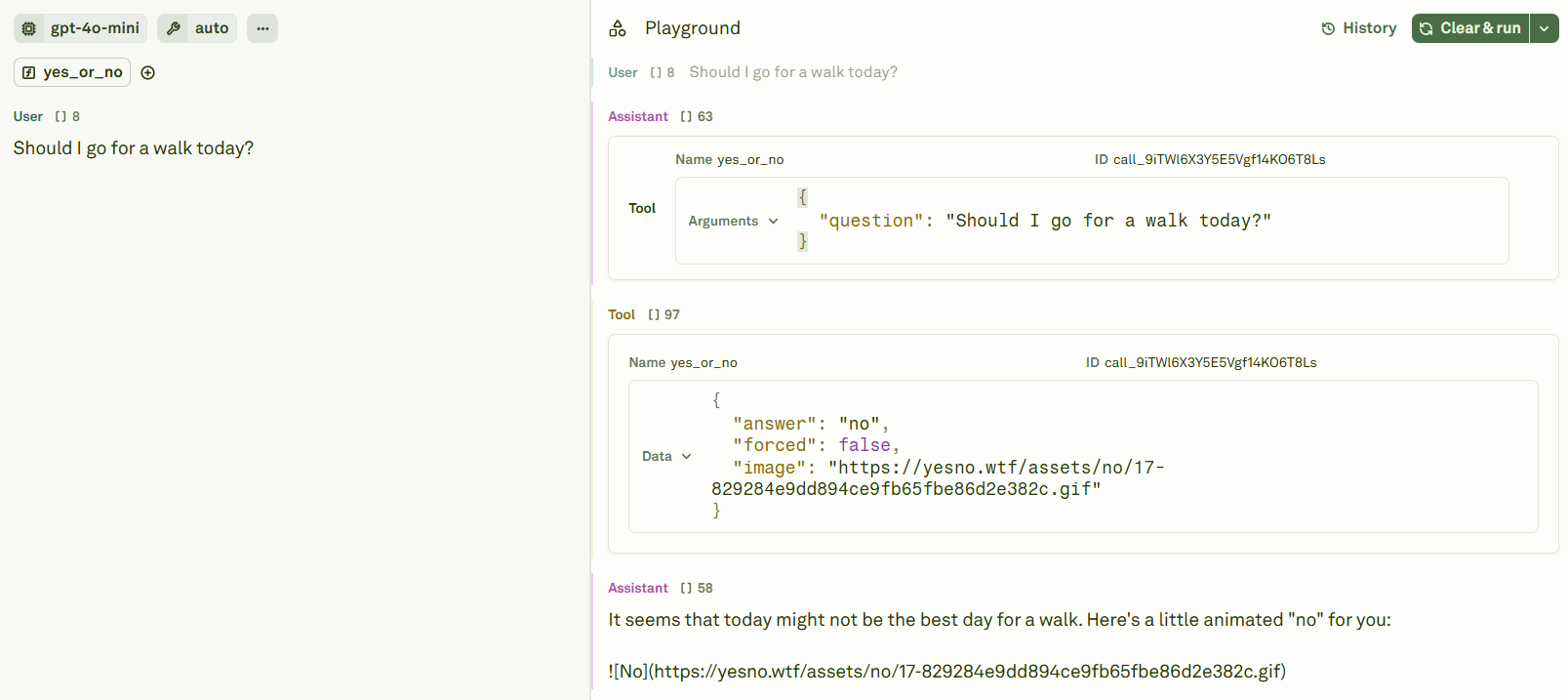 A tool responding yes or no A tool responding yes or no