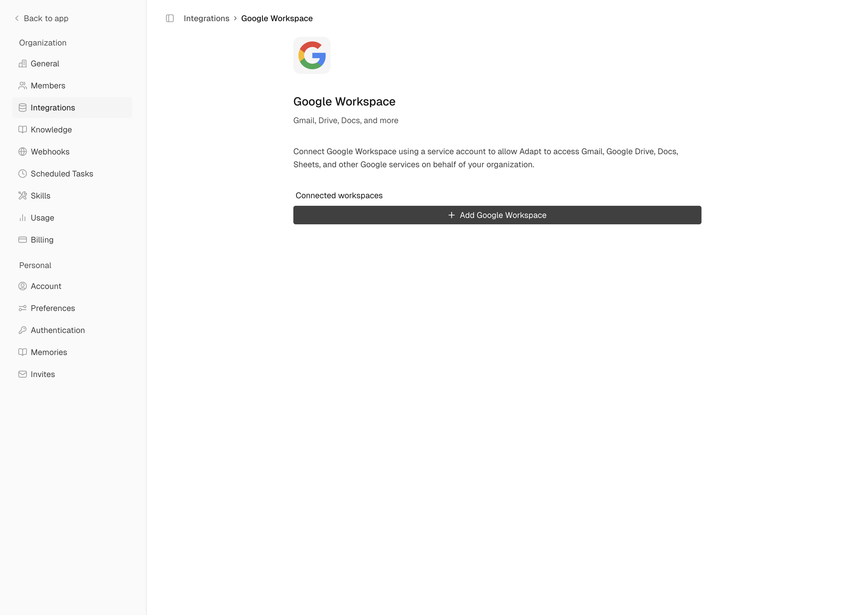 Google Workspace integration