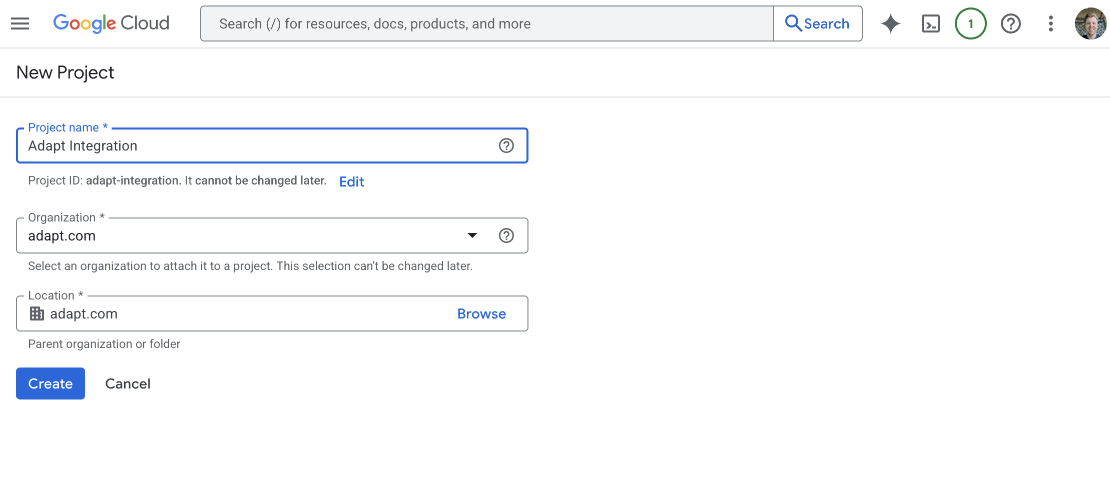Create a new Google Cloud project