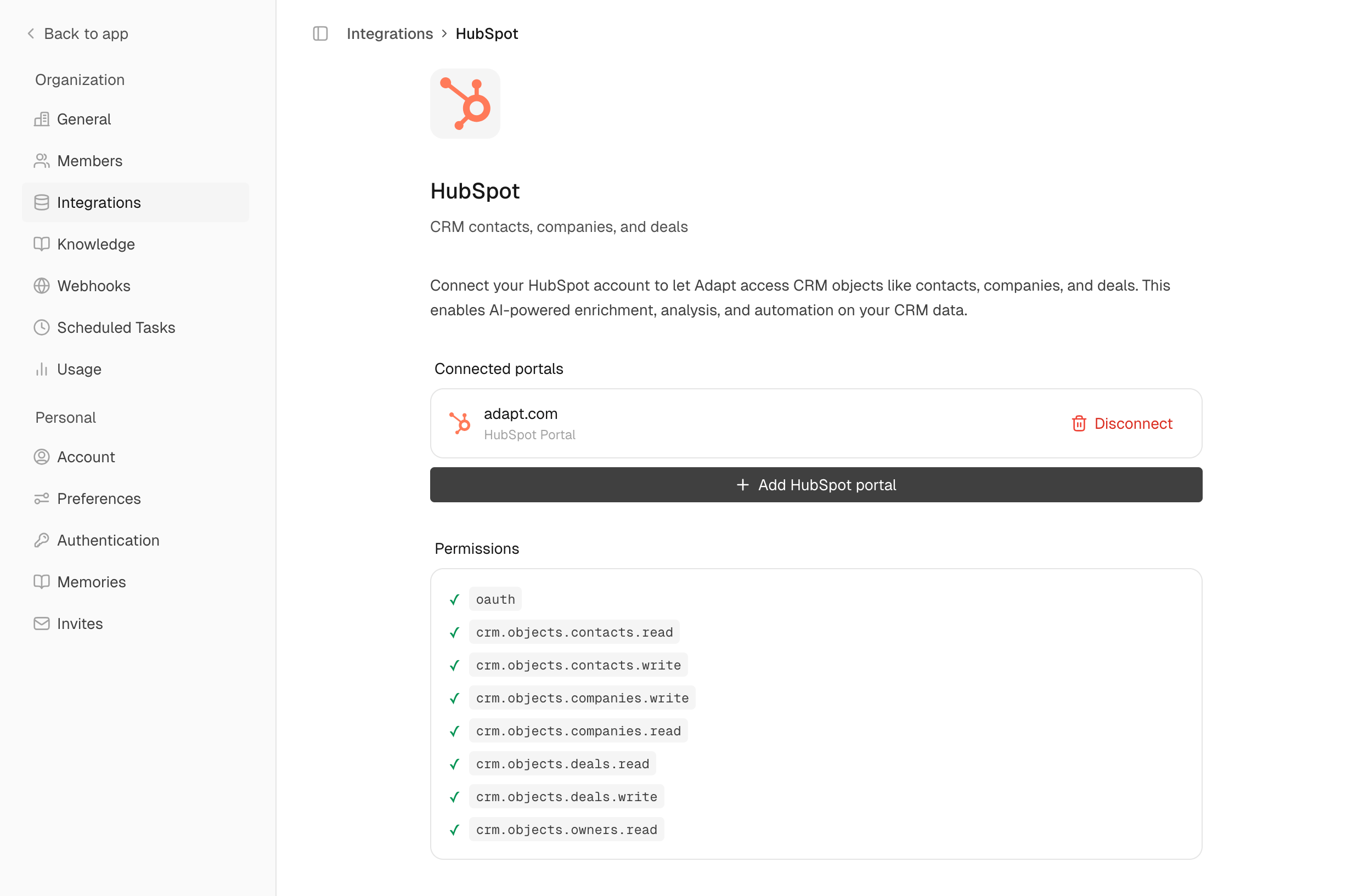 HubSpot integration