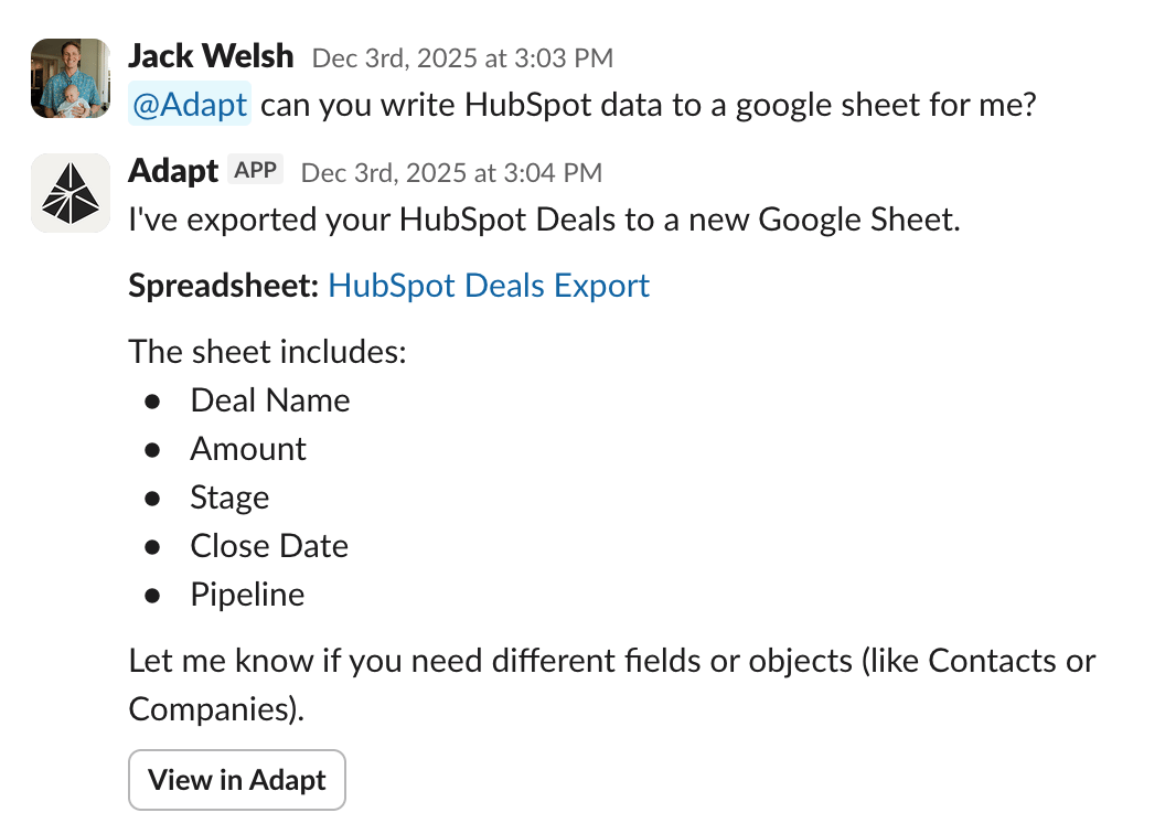 HubSpot and Slack integration