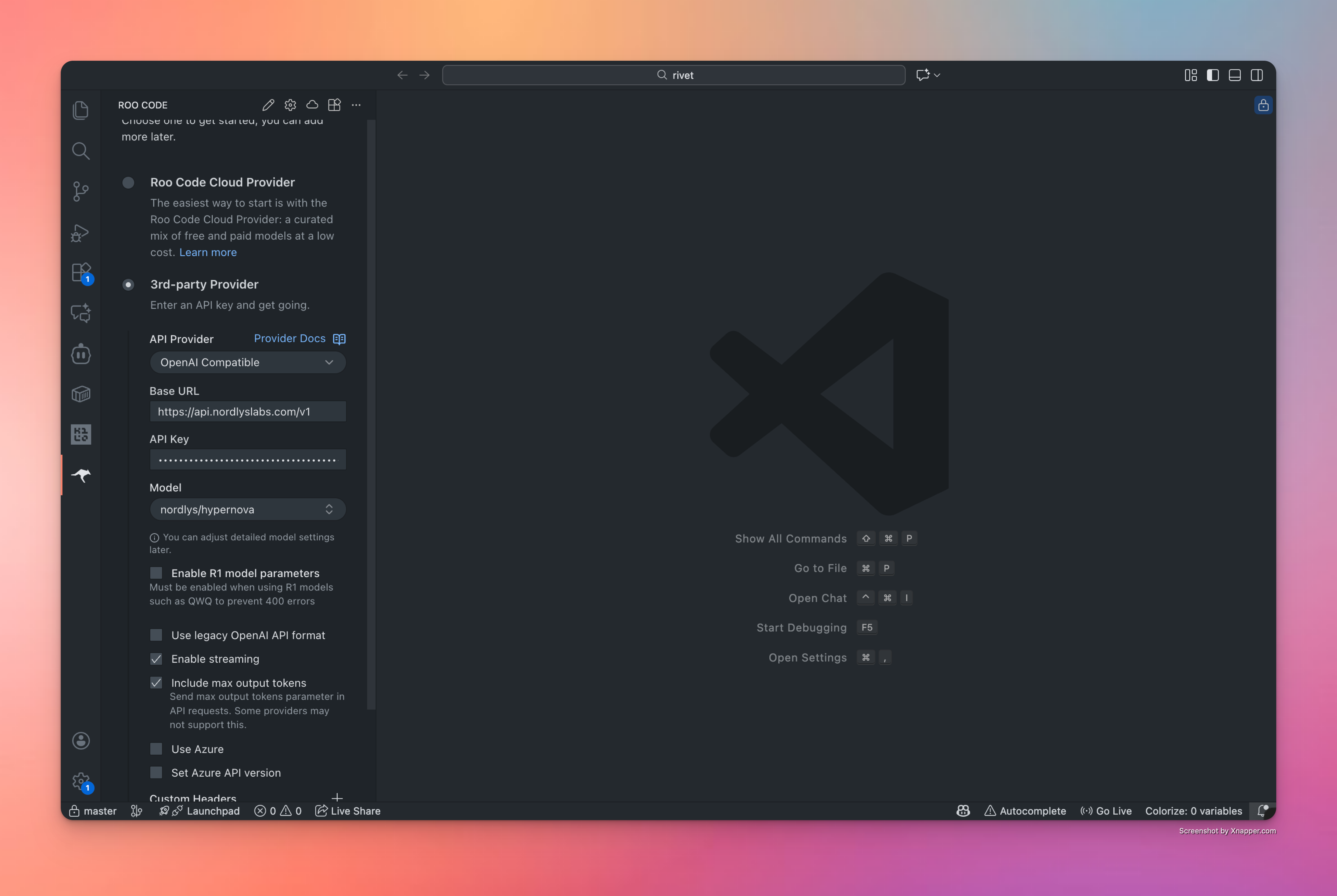 Configure Nordlys API settings