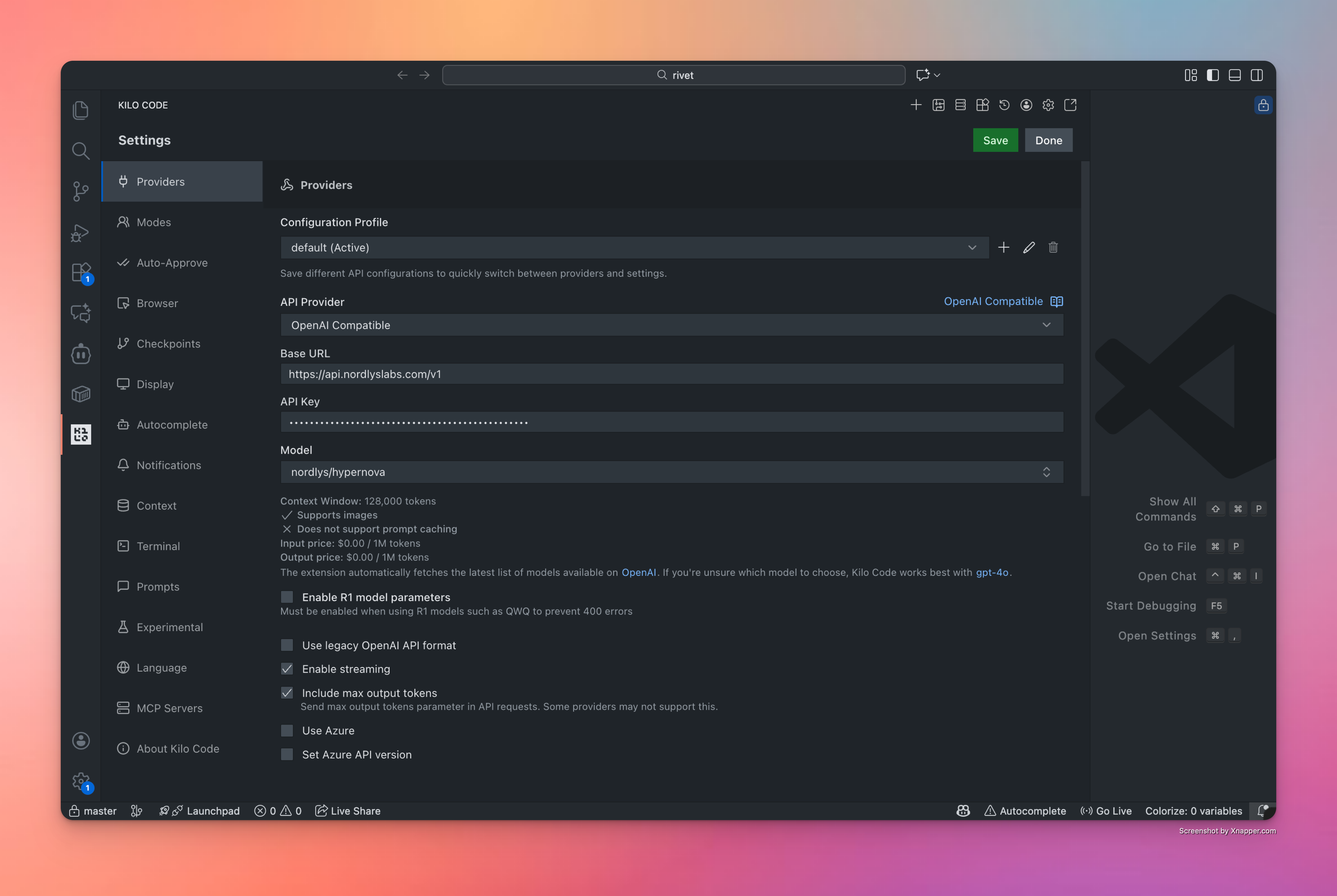 Configure Nordlys API settings