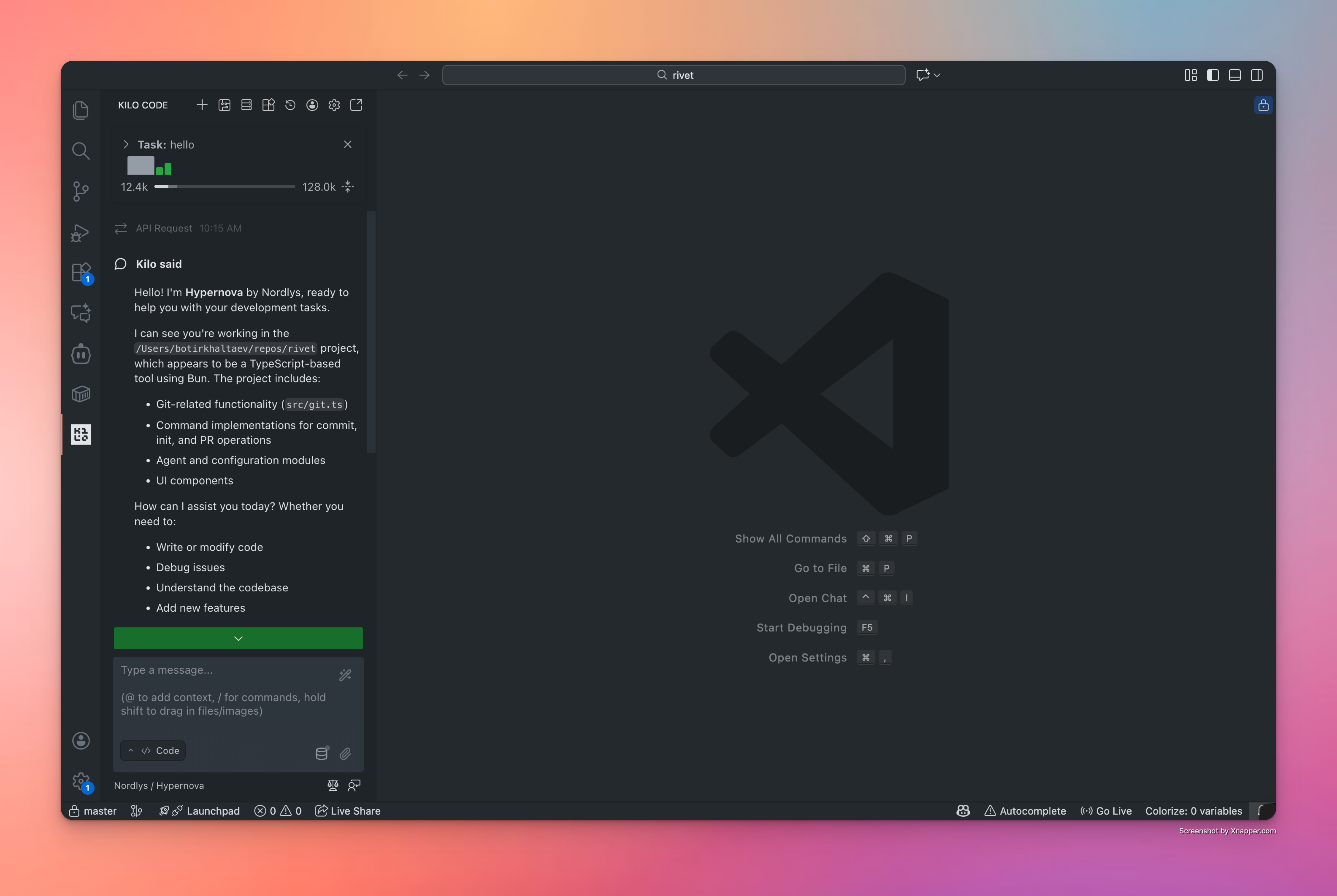 Kilo Code working with Hypernova