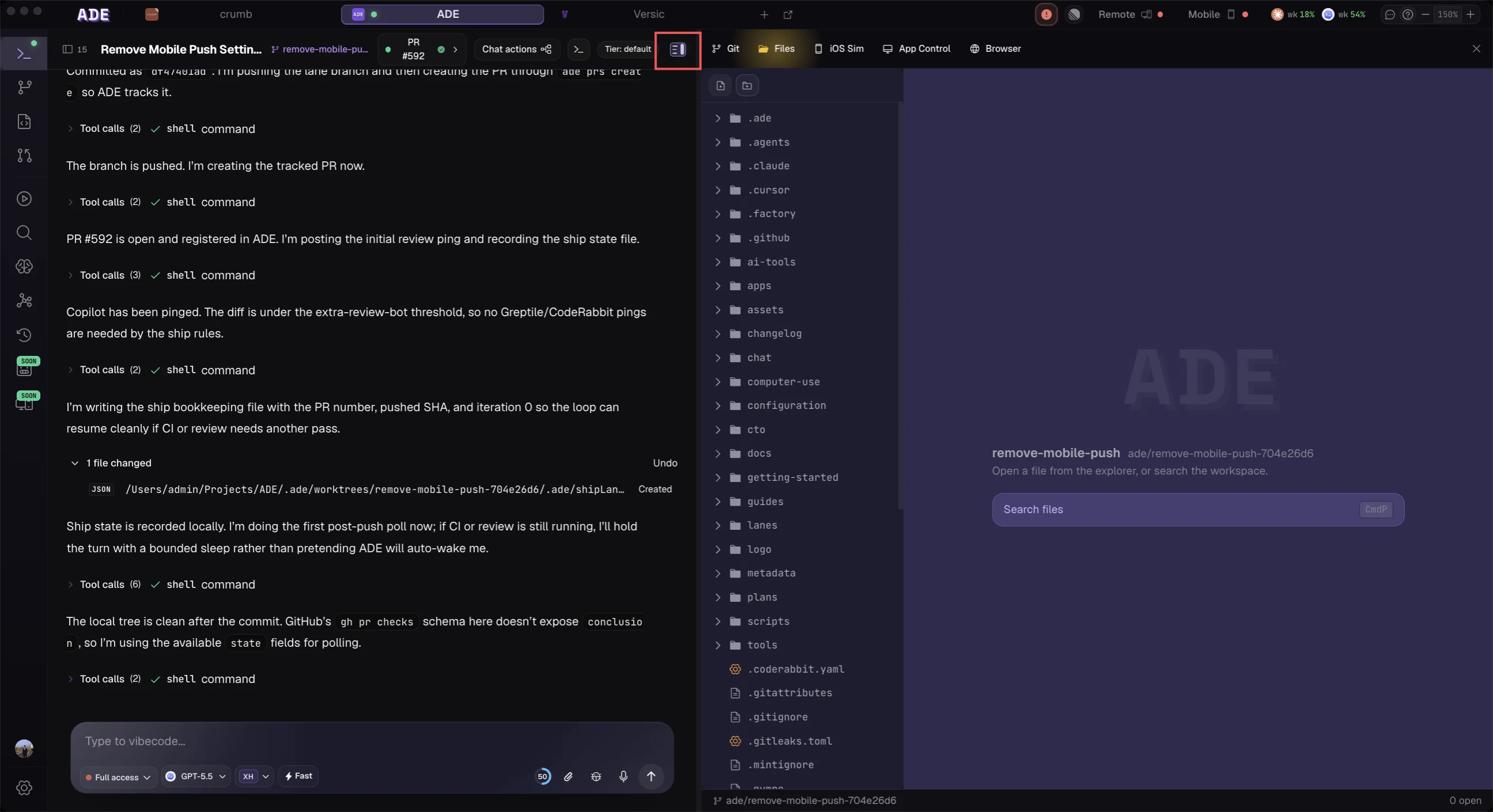 Open the tools an agent chat can use