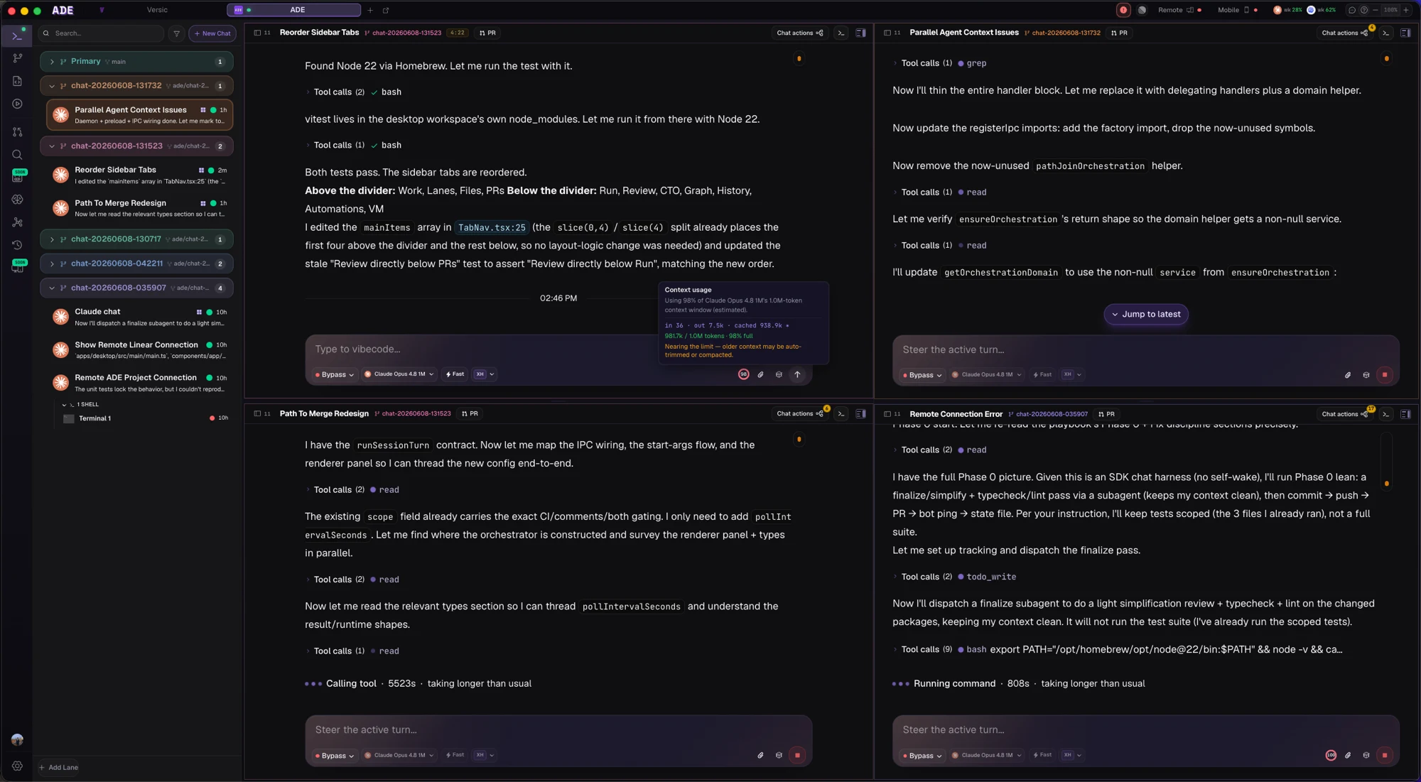 Grid view with multiple agents