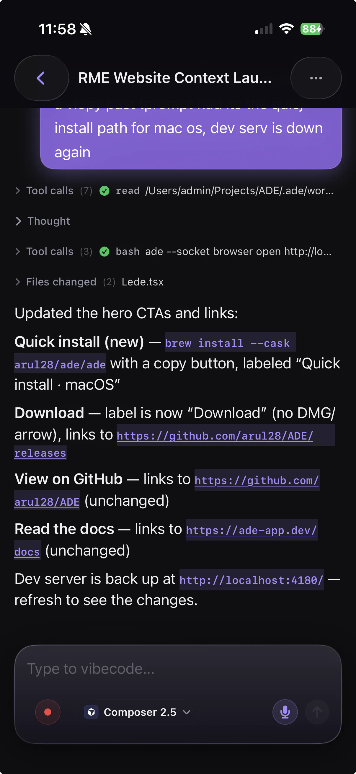 ADE on iPhone