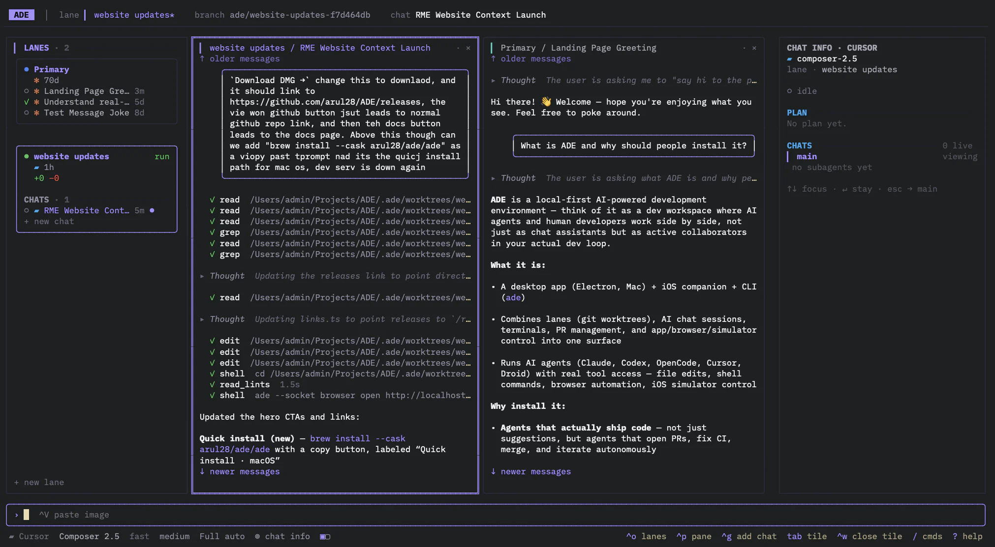 ADE in the terminal