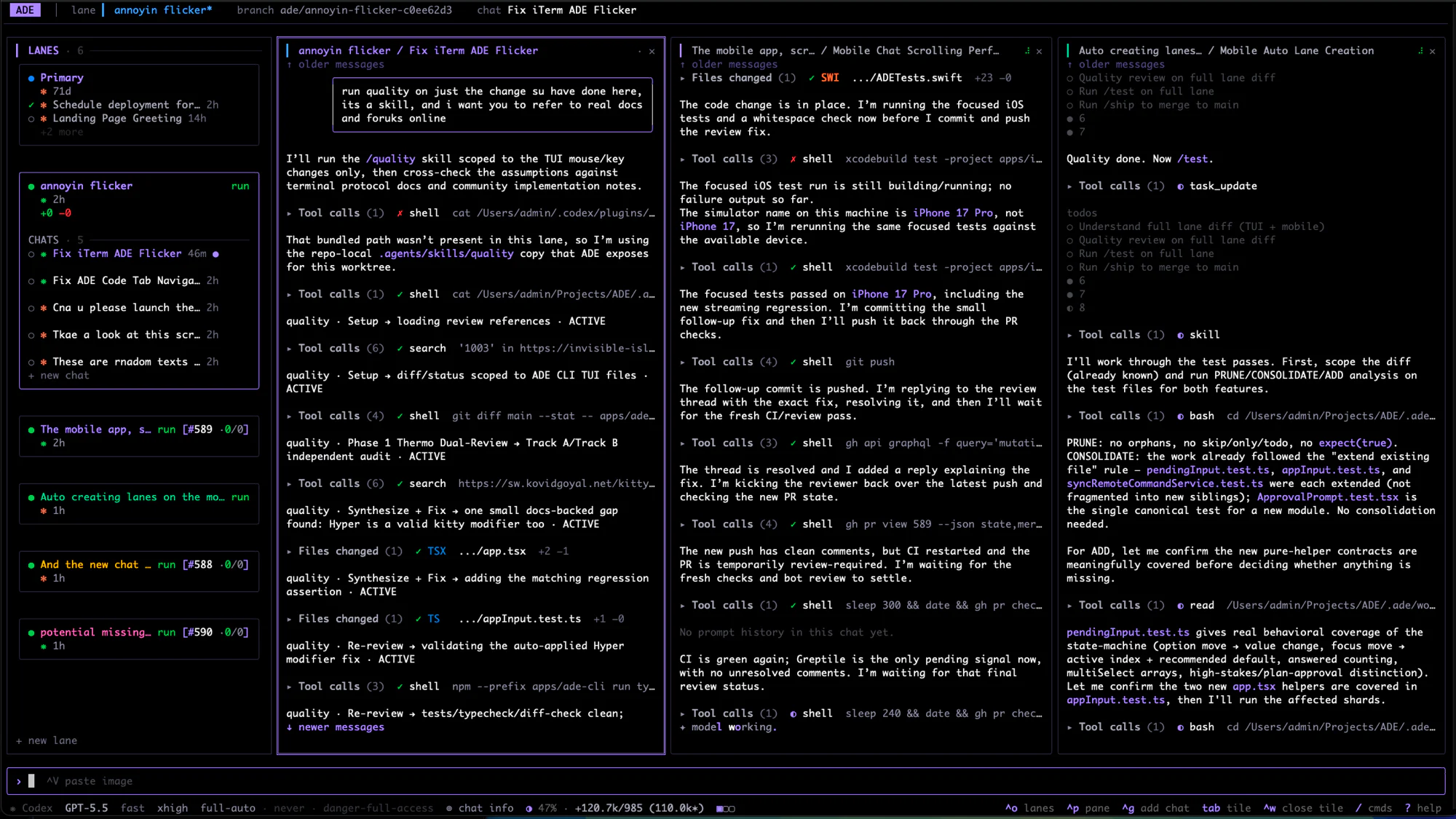 Agent chat in ade code