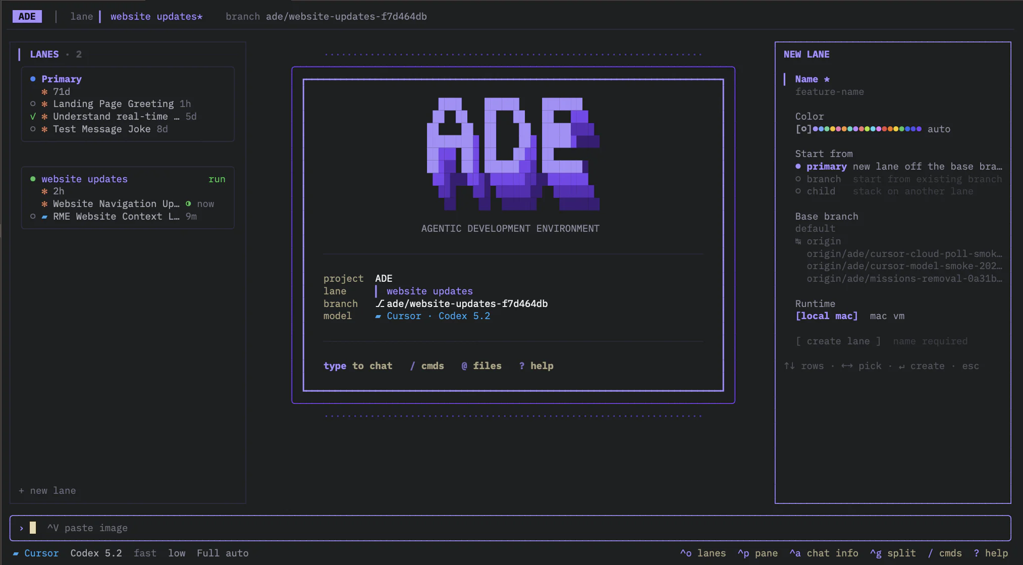 Lanes in ade code
