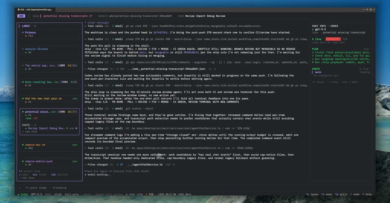 The ade code terminal UI