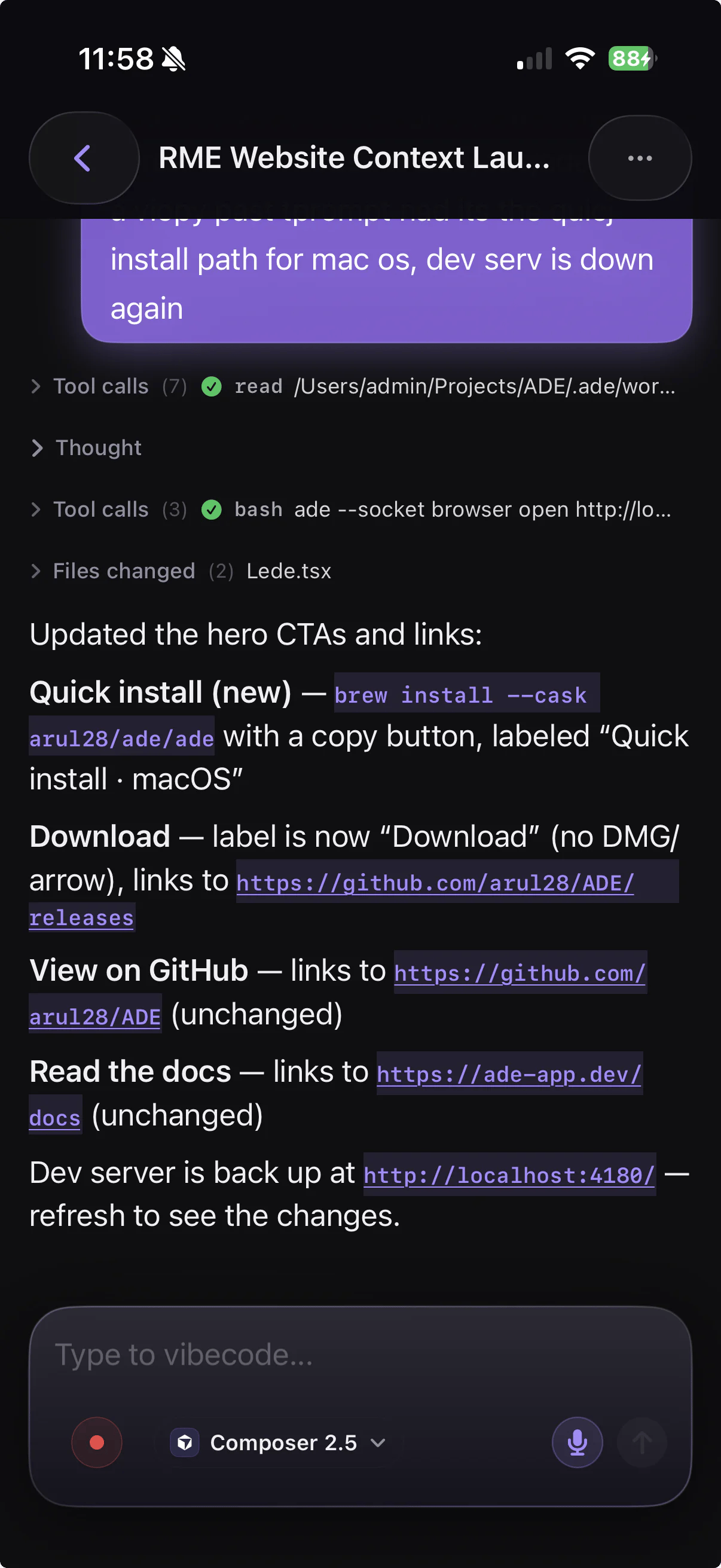 ADE on iPhone