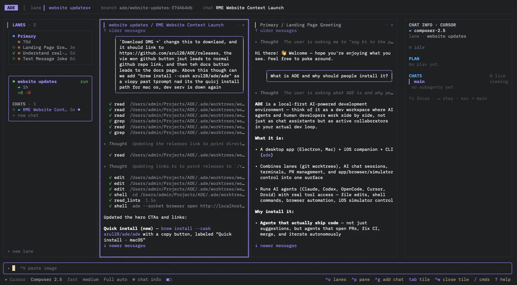 ADE in the terminal