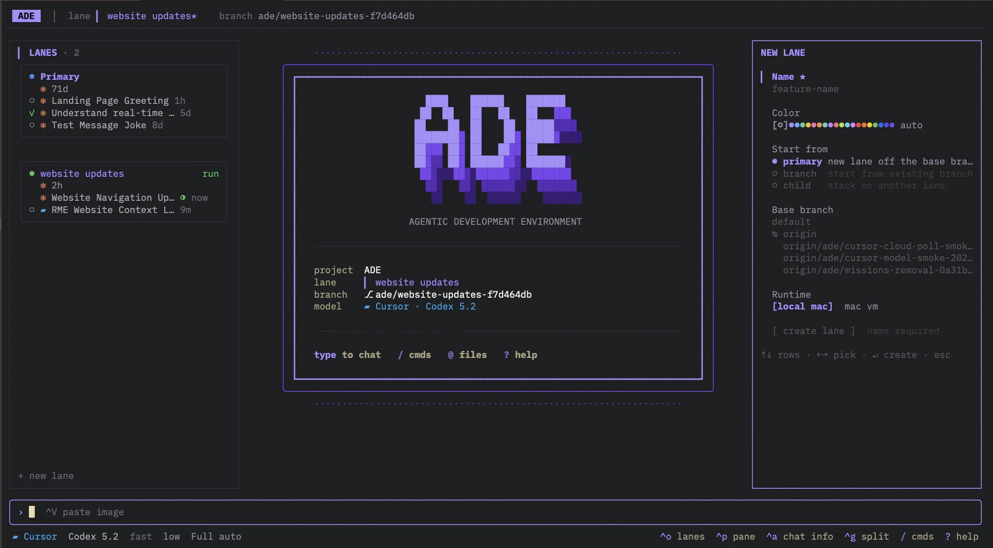 Lanes in ade code