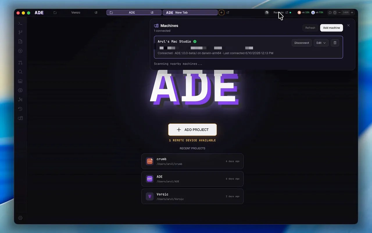 Adding a remote machine to ADE over SSH