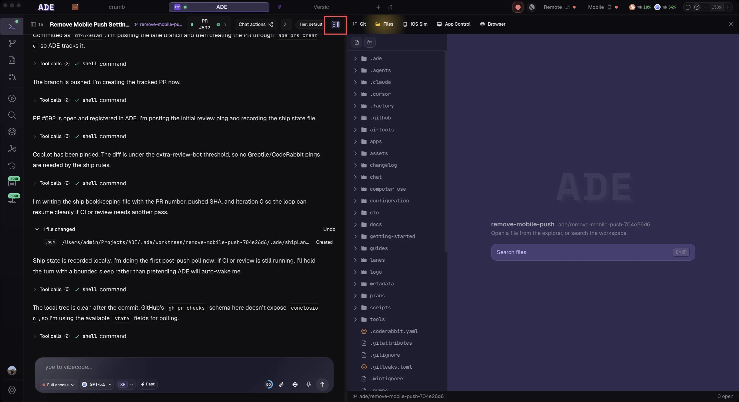 Open the tools an agent chat can use