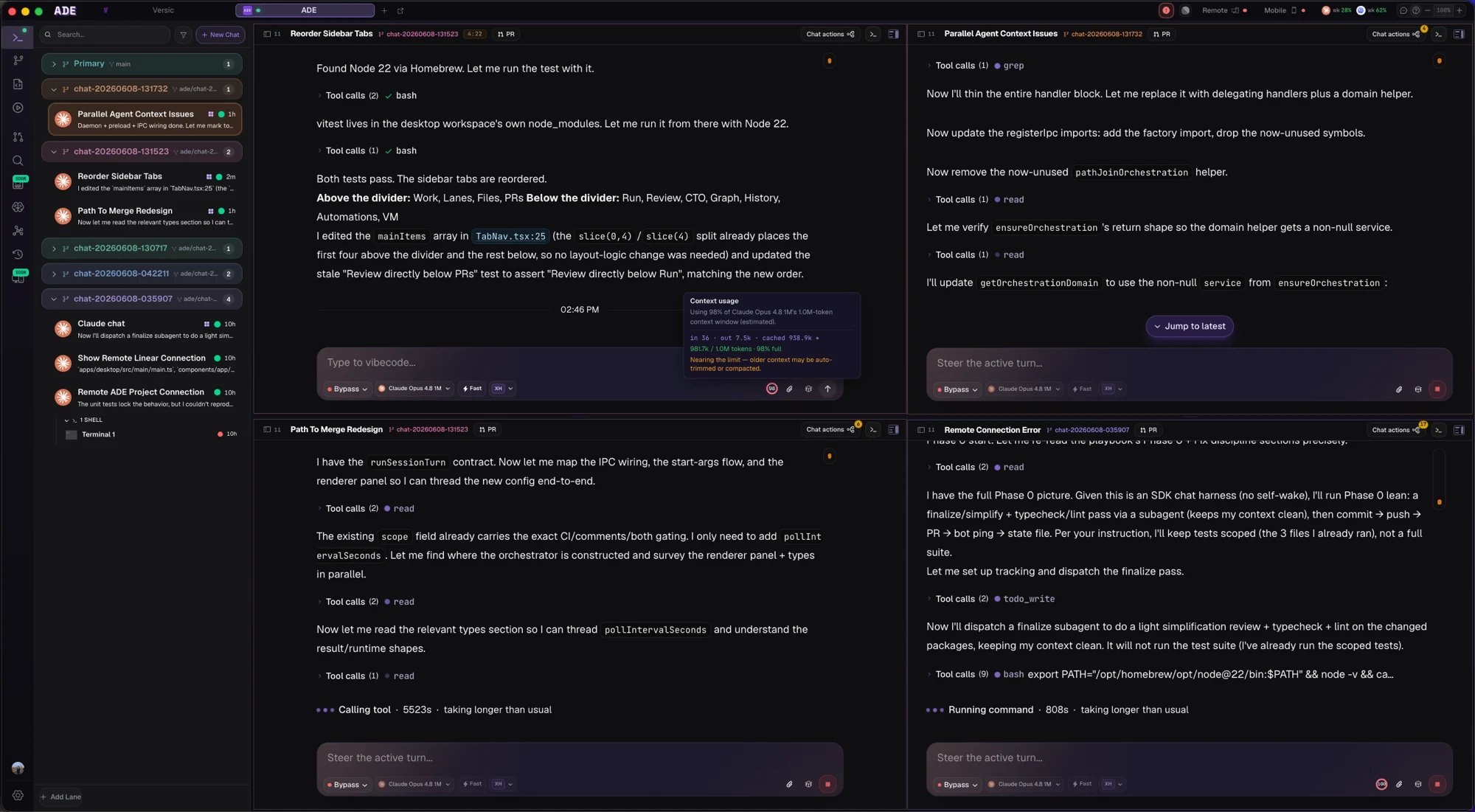 Grid view with multiple agents