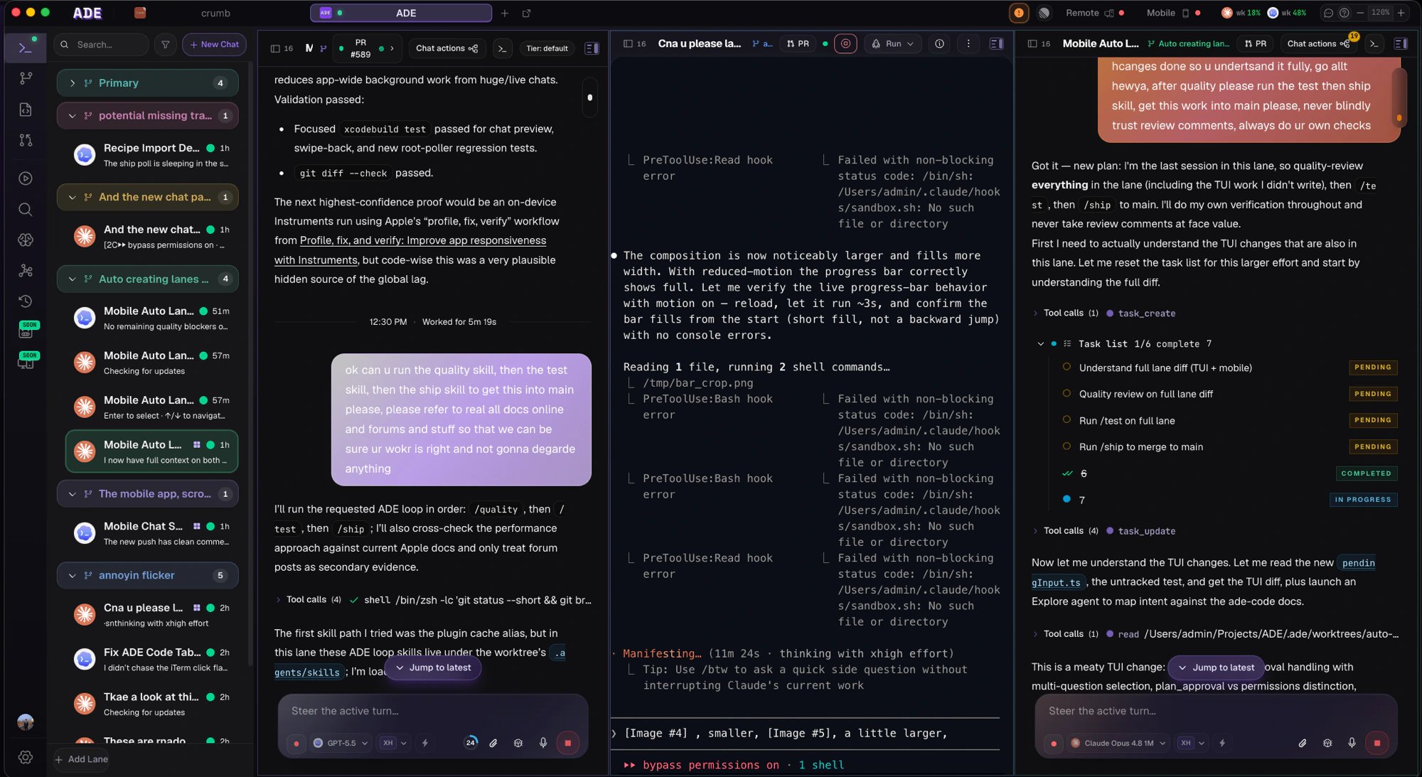 Agent chat on the ADE desktop