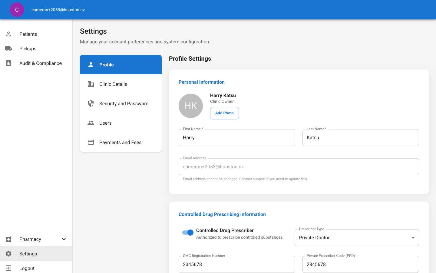 Settings Page Navigation