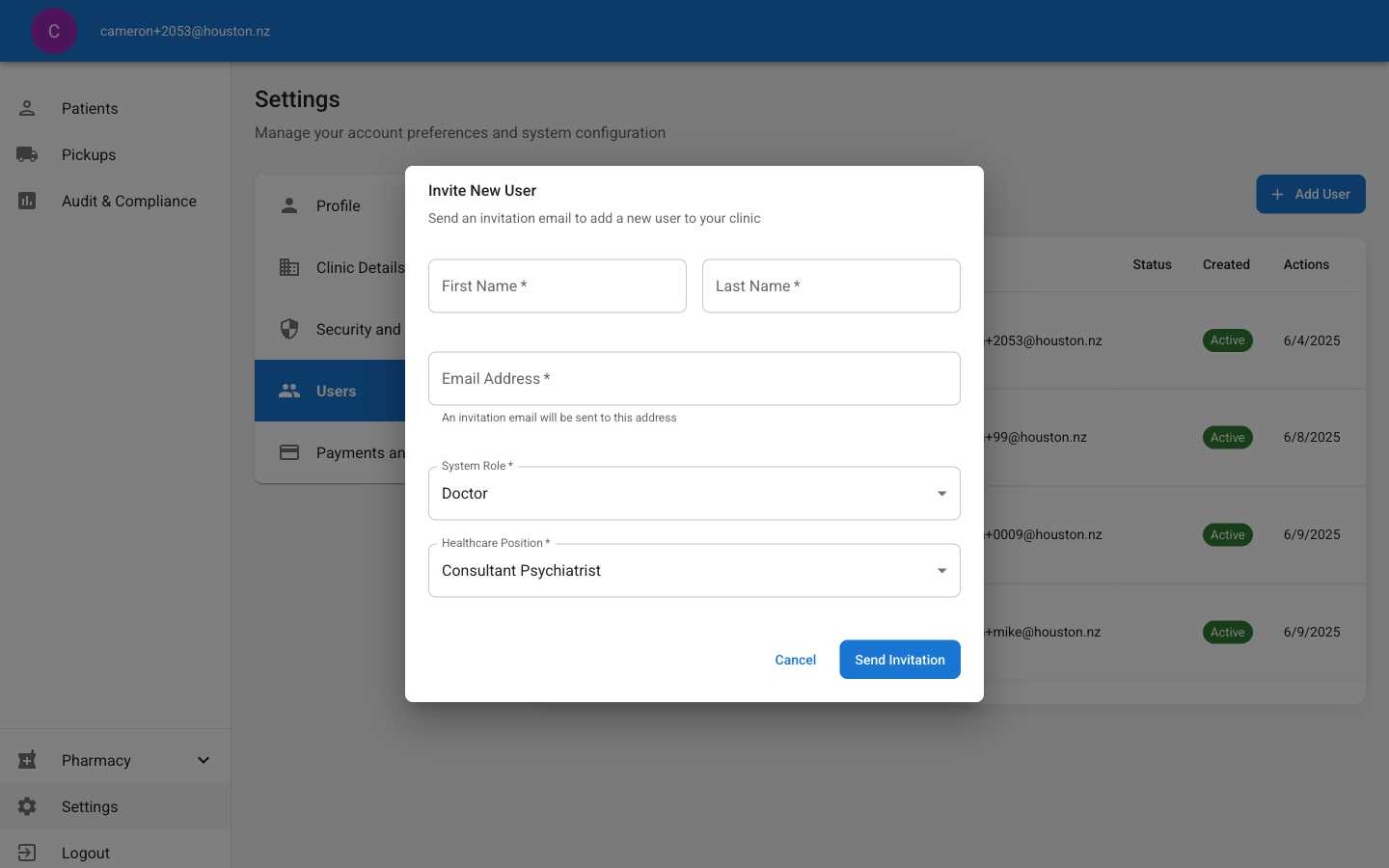 Add User Dialog Form