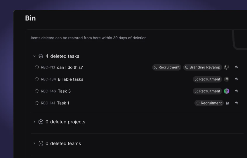 Deleting tasks