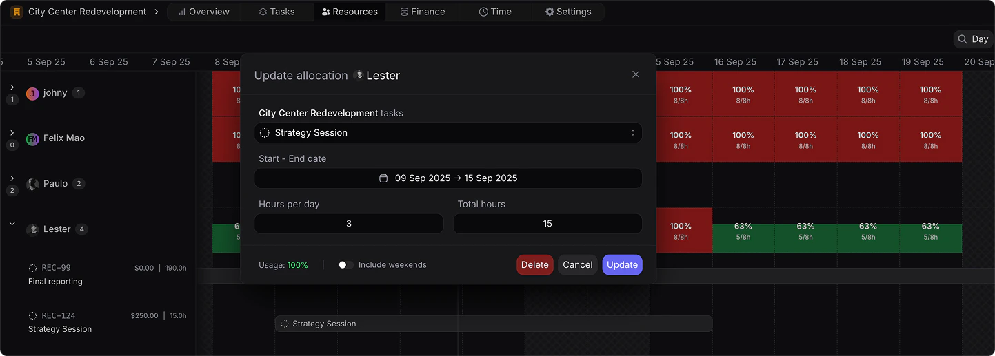 Resource allocation improvements