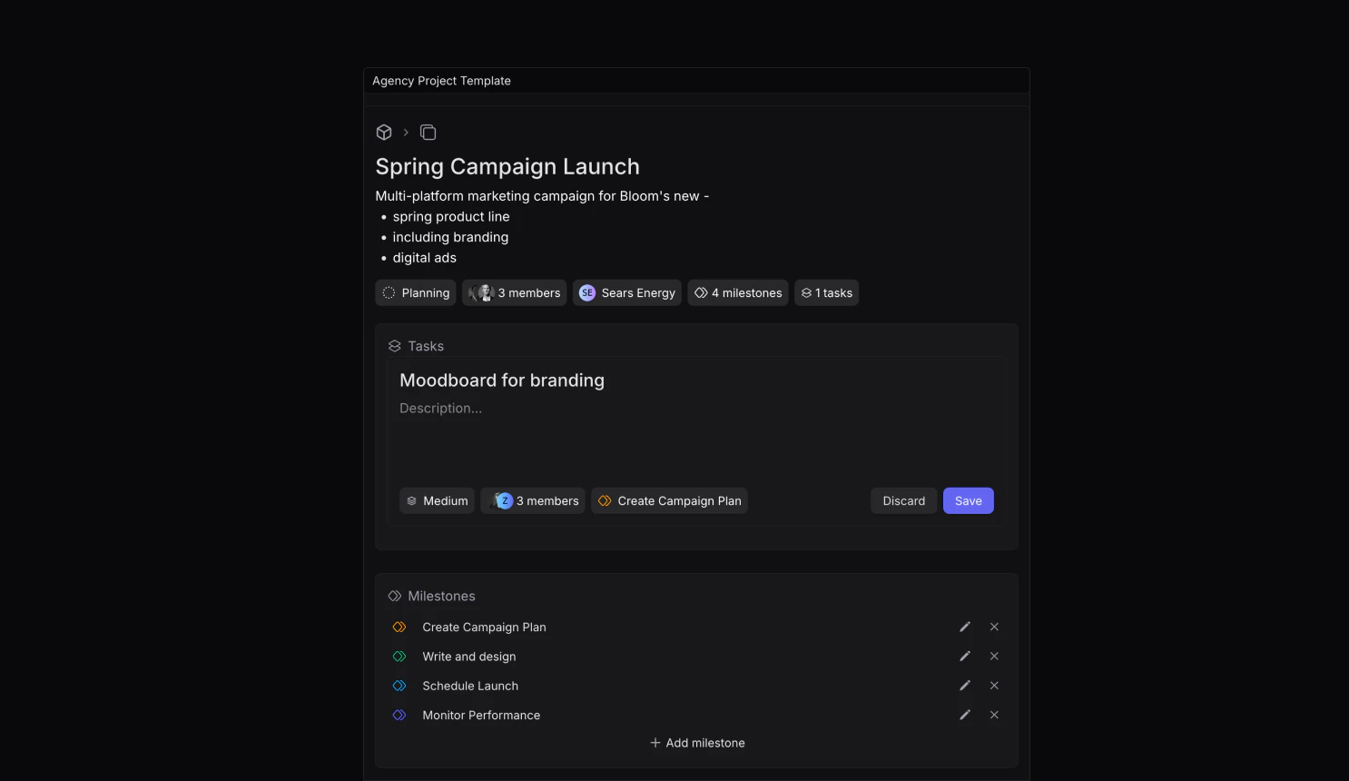 Project Template Editing