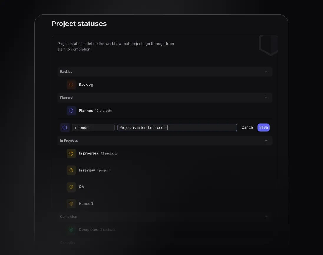 Customer Project Statuses