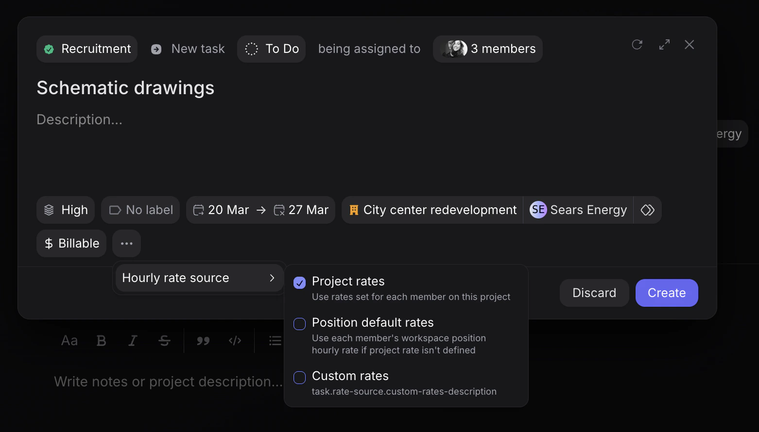 Task hourly source rate
