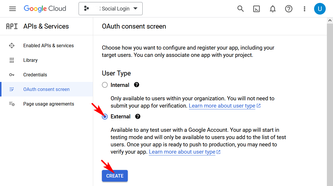 Google Create Button