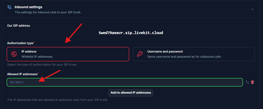 Twillio Kalla AI Credentials IP Type