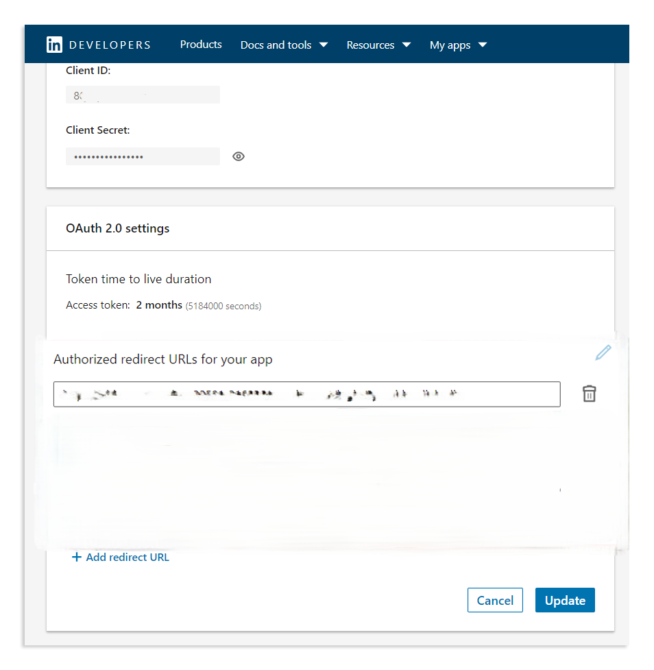 LinkedIn Redirect URI