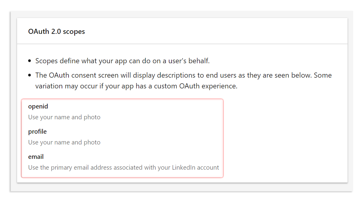 LinkedIn OAuth Scopes