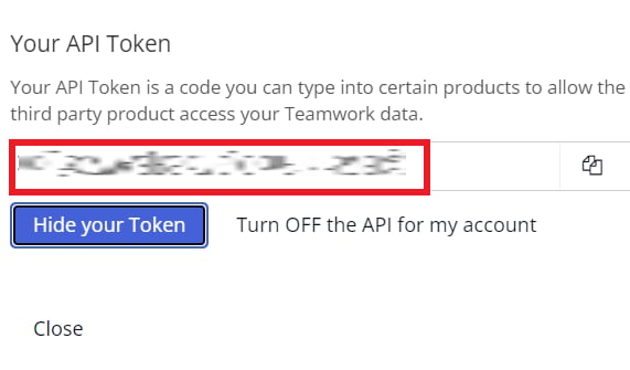 API Token(アクセスキー)の表示