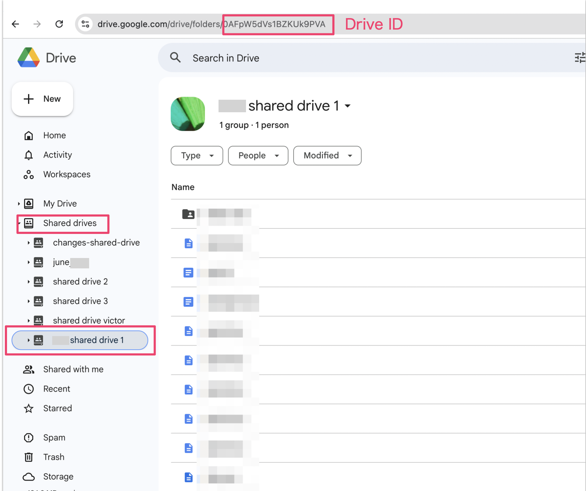 Google Drive URL から Drive ID 確認