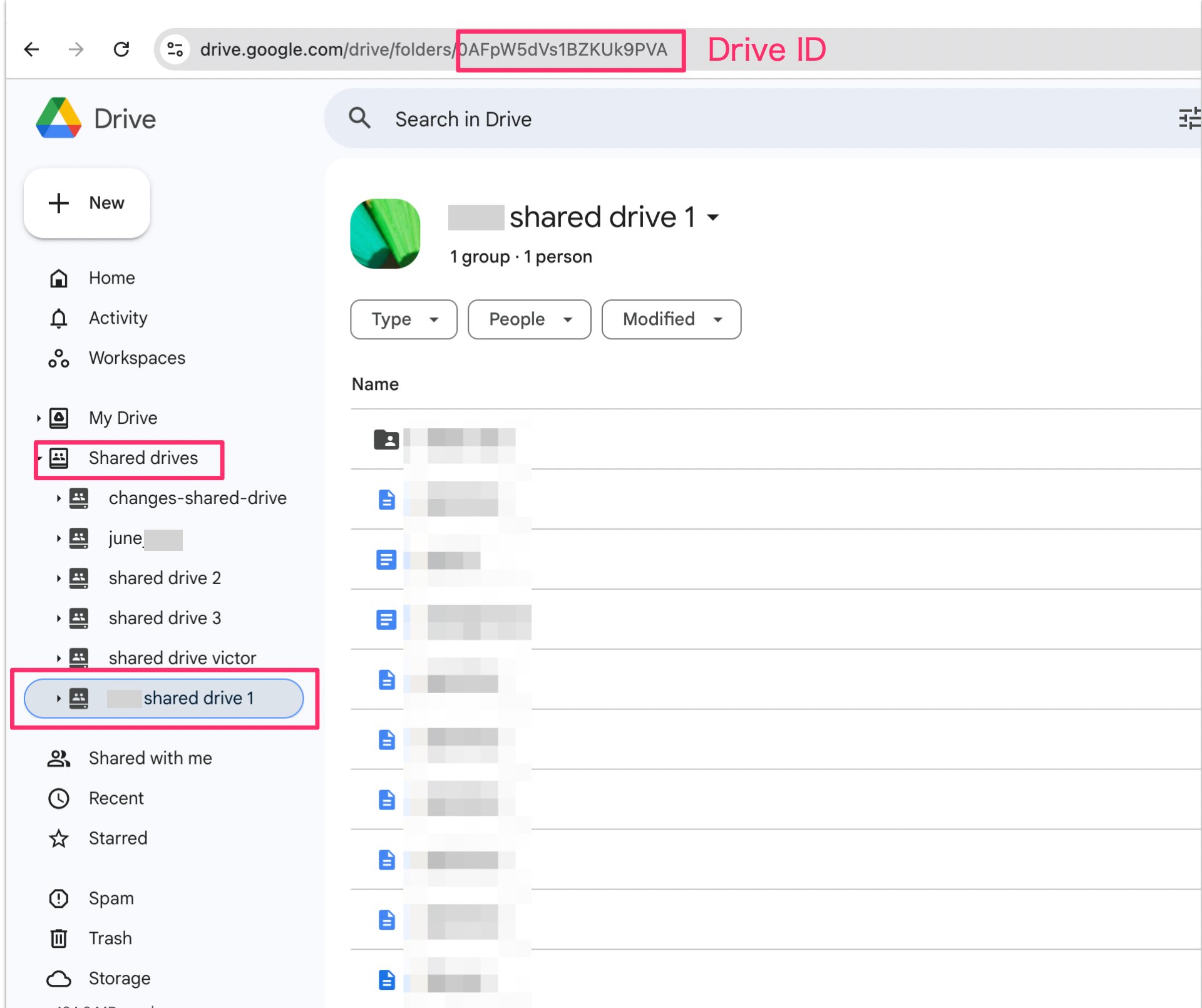 Google Drive URL から Drive ID 確認