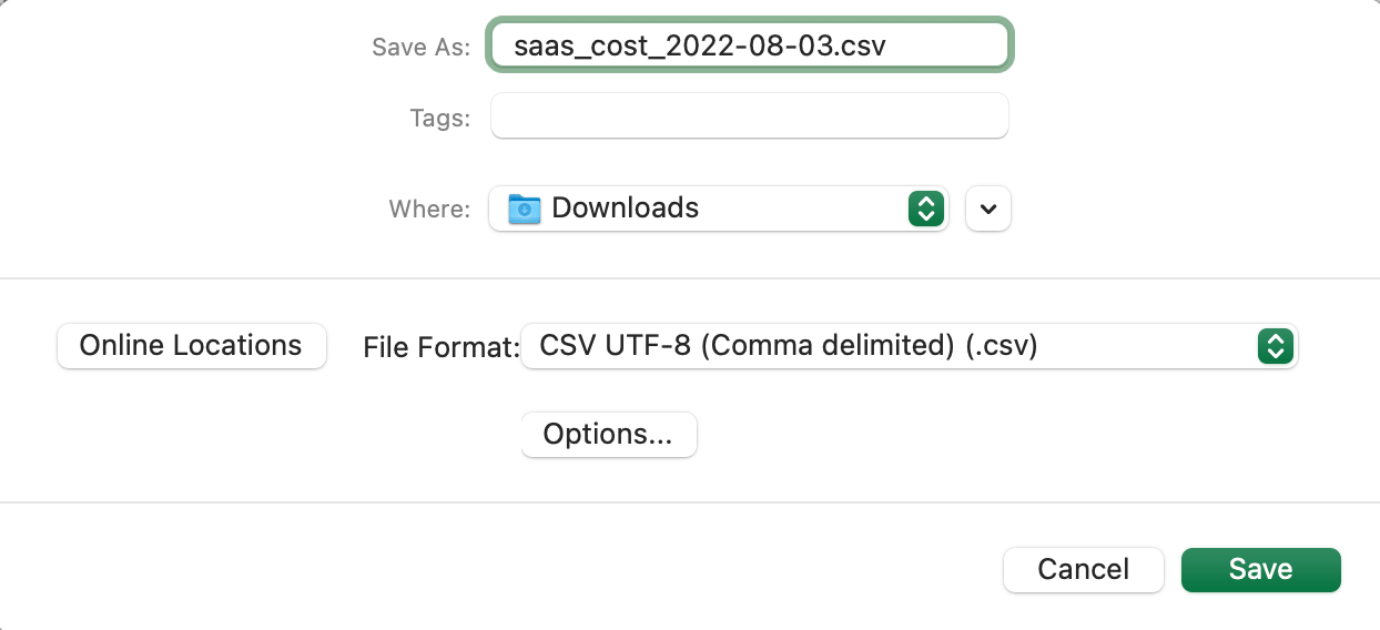 File save screen