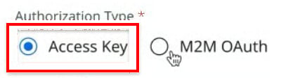 Authorization TypeでAccess Keyが選択されている状態