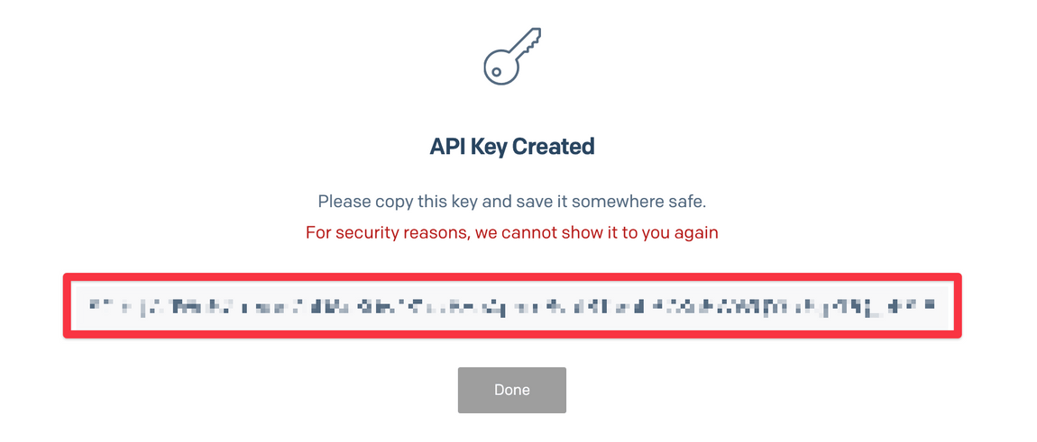 API Key表示画面