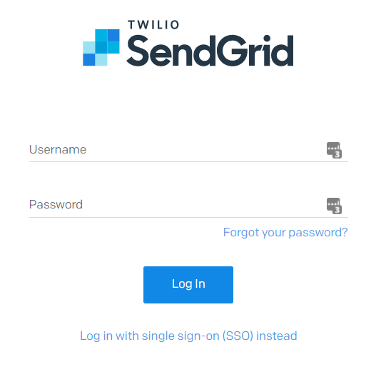 SendGridログイン画面