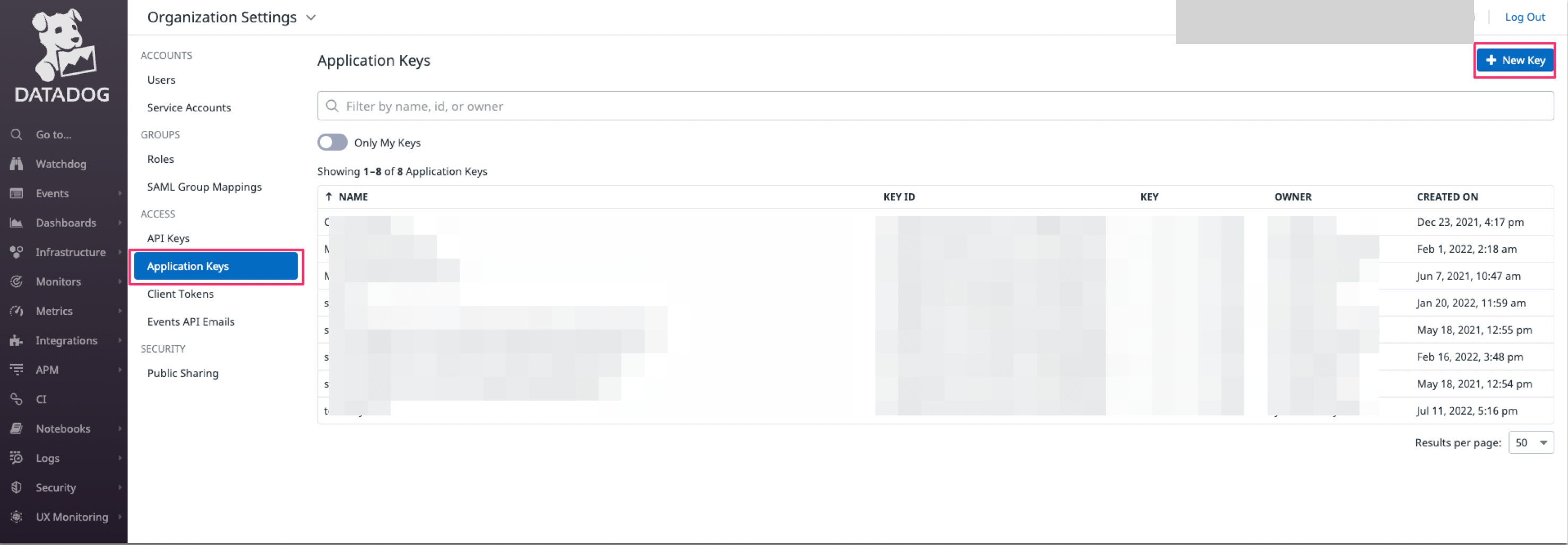 Create Application Keys