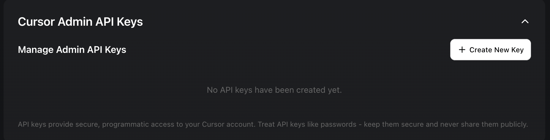 API Keys作成画面