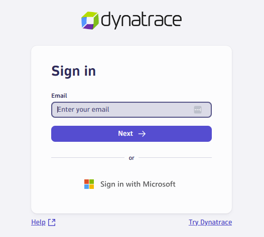 Dynatrace login page
