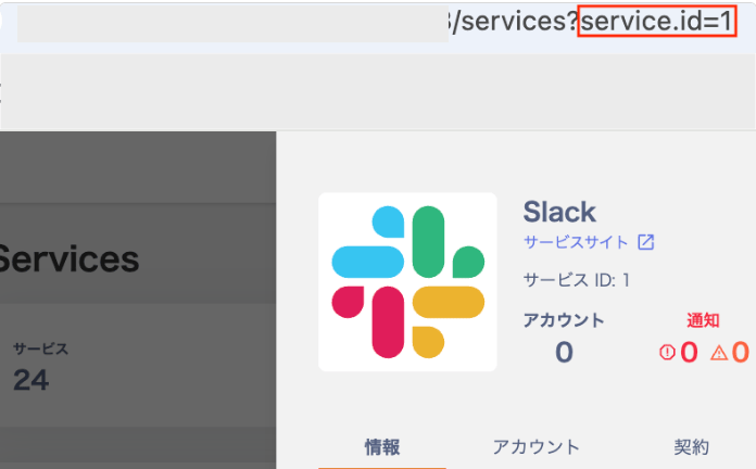 サービスID確認画面