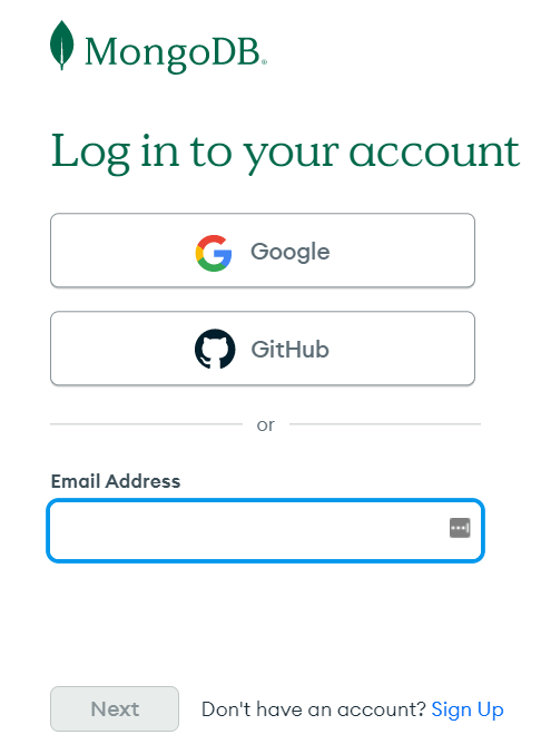 MongoDB Cloudログイン画面