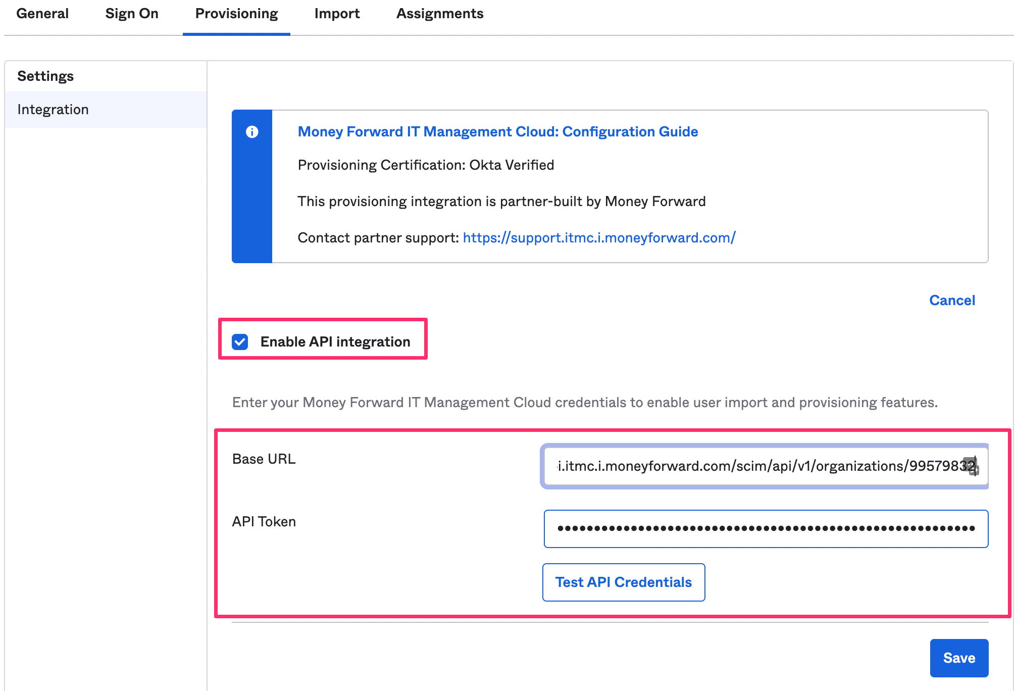 Enable API integration