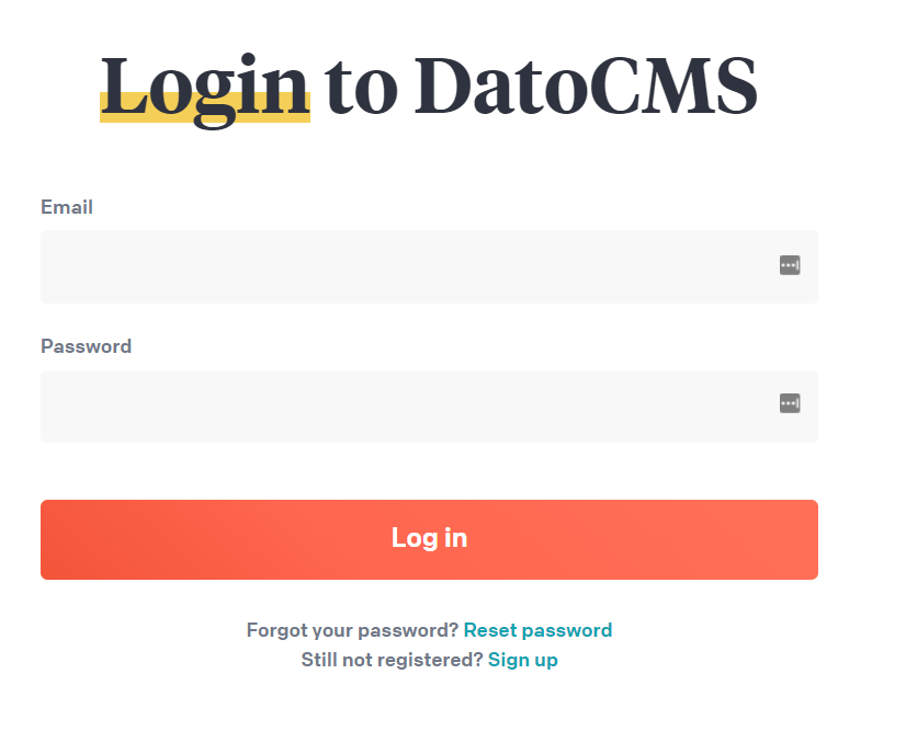 DatoCMS login page