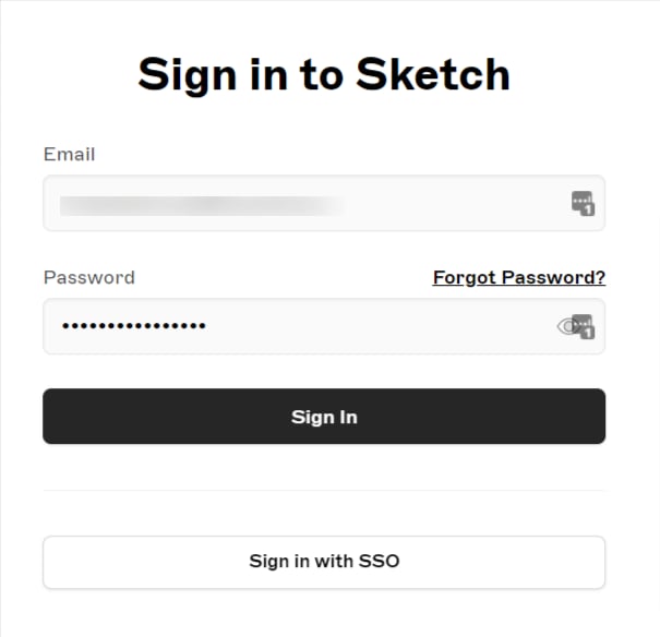 Sketchログイン画面