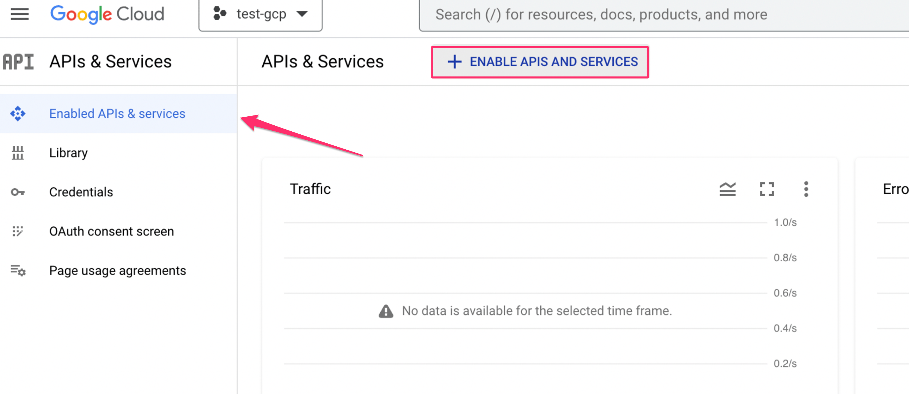 APIs & Services画面