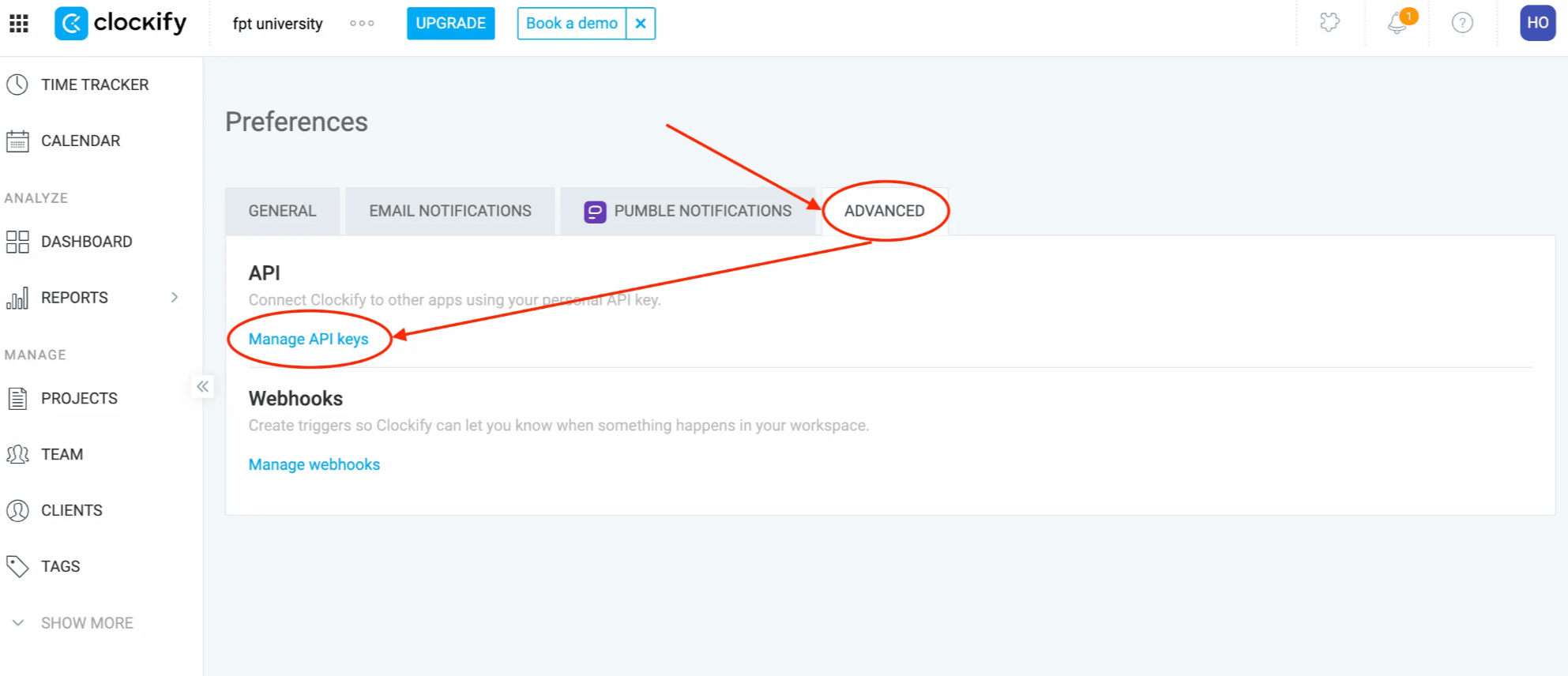 Manage API keys